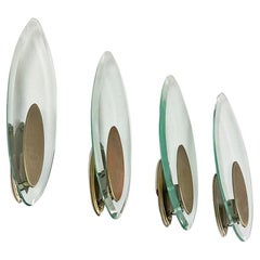 Italian modern glass and brushed steel sconces or wall lamps by Lumi Milano 1970