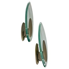 Moderne italienische Wandleuchten aus Glas und gebürstetem Stahl von Lumi Milano 1970