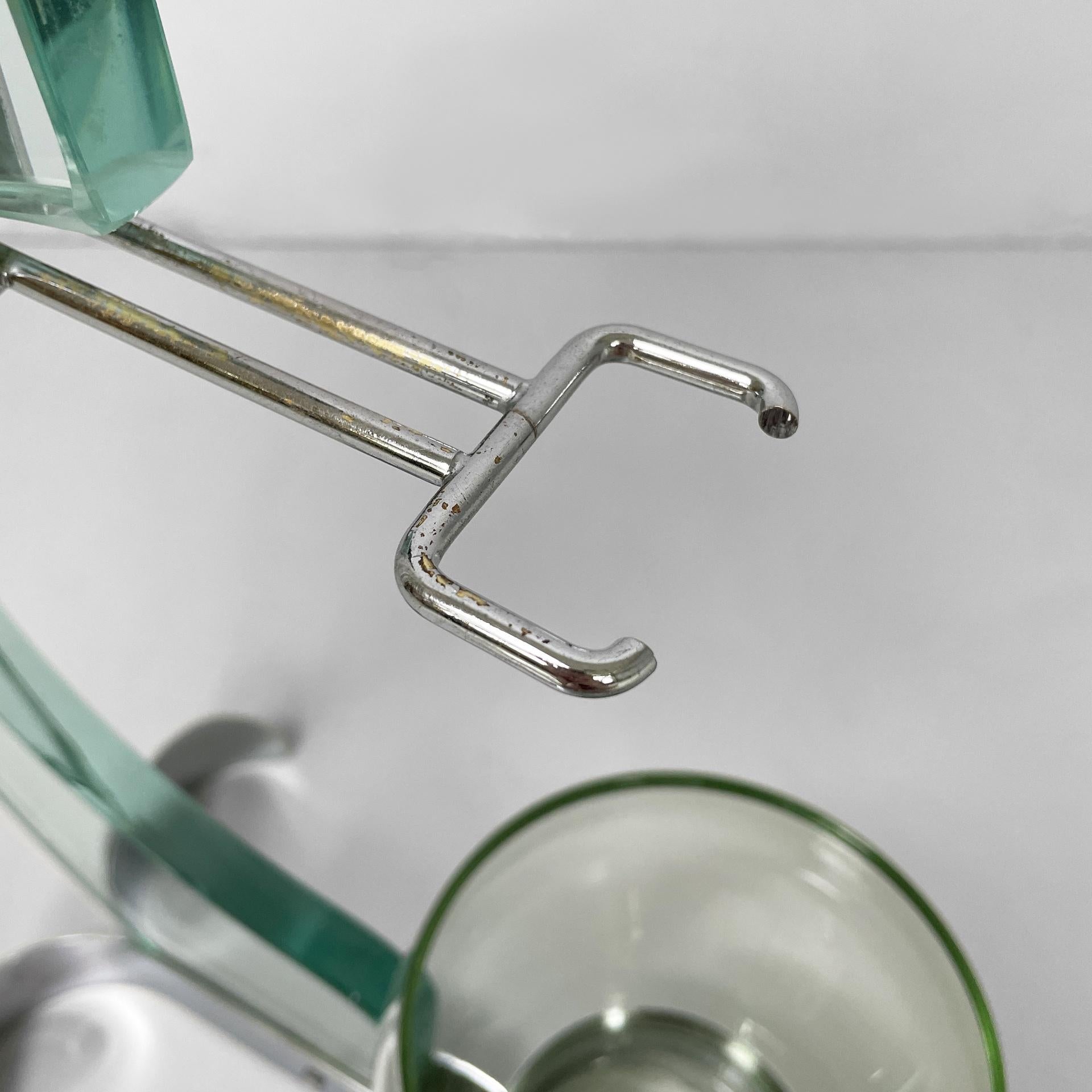 Brosse de toilette italienne moderne en verre et métal, 1970 en vente 4