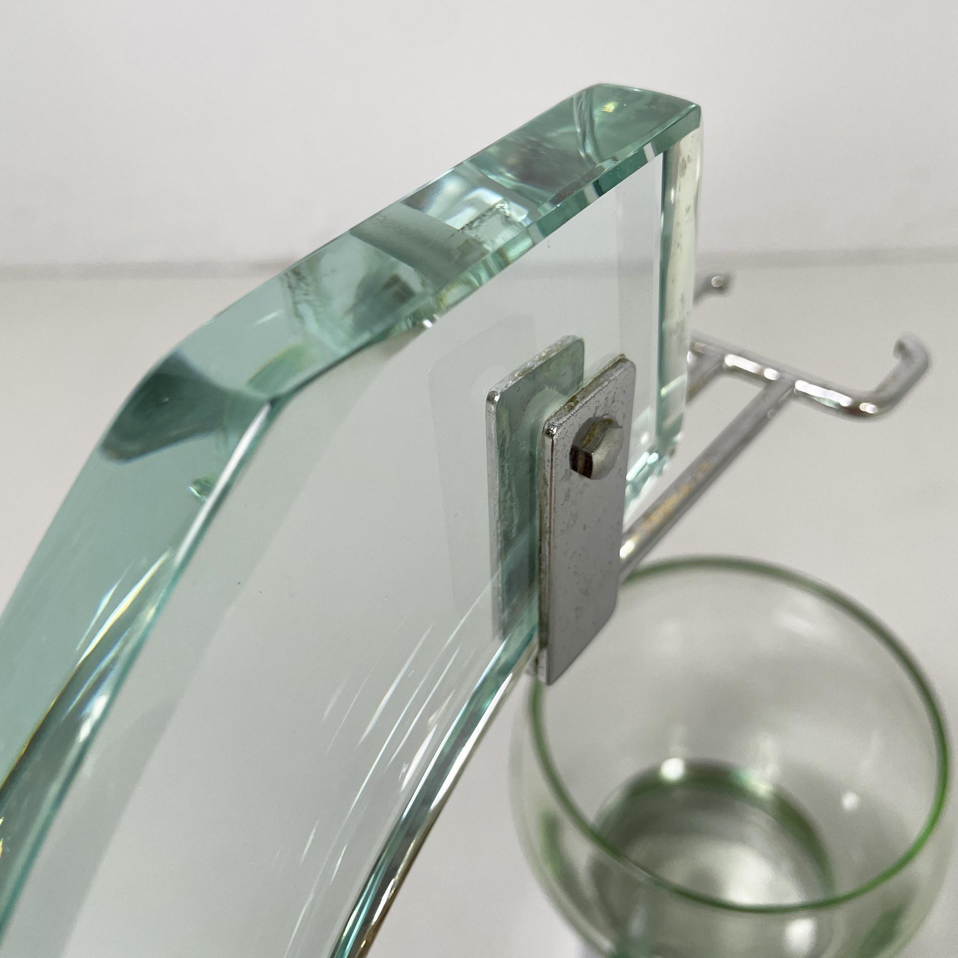 Brosse de toilette italienne moderne en verre et métal, 1970 en vente 6