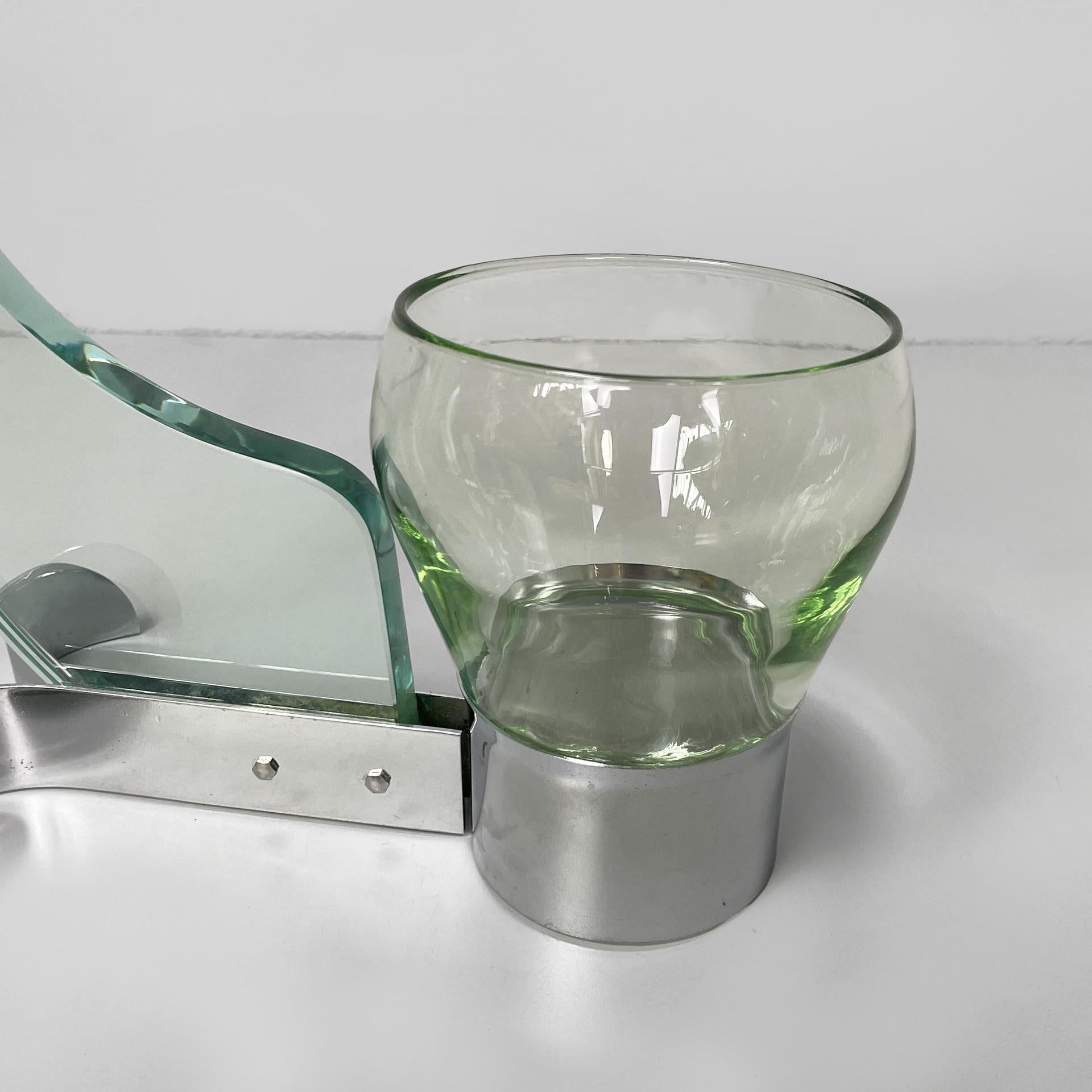 Brosse de toilette italienne moderne en verre et métal, 1970 en vente 7