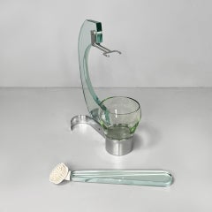 Italian modern glass and metal toilet brush, 1970s