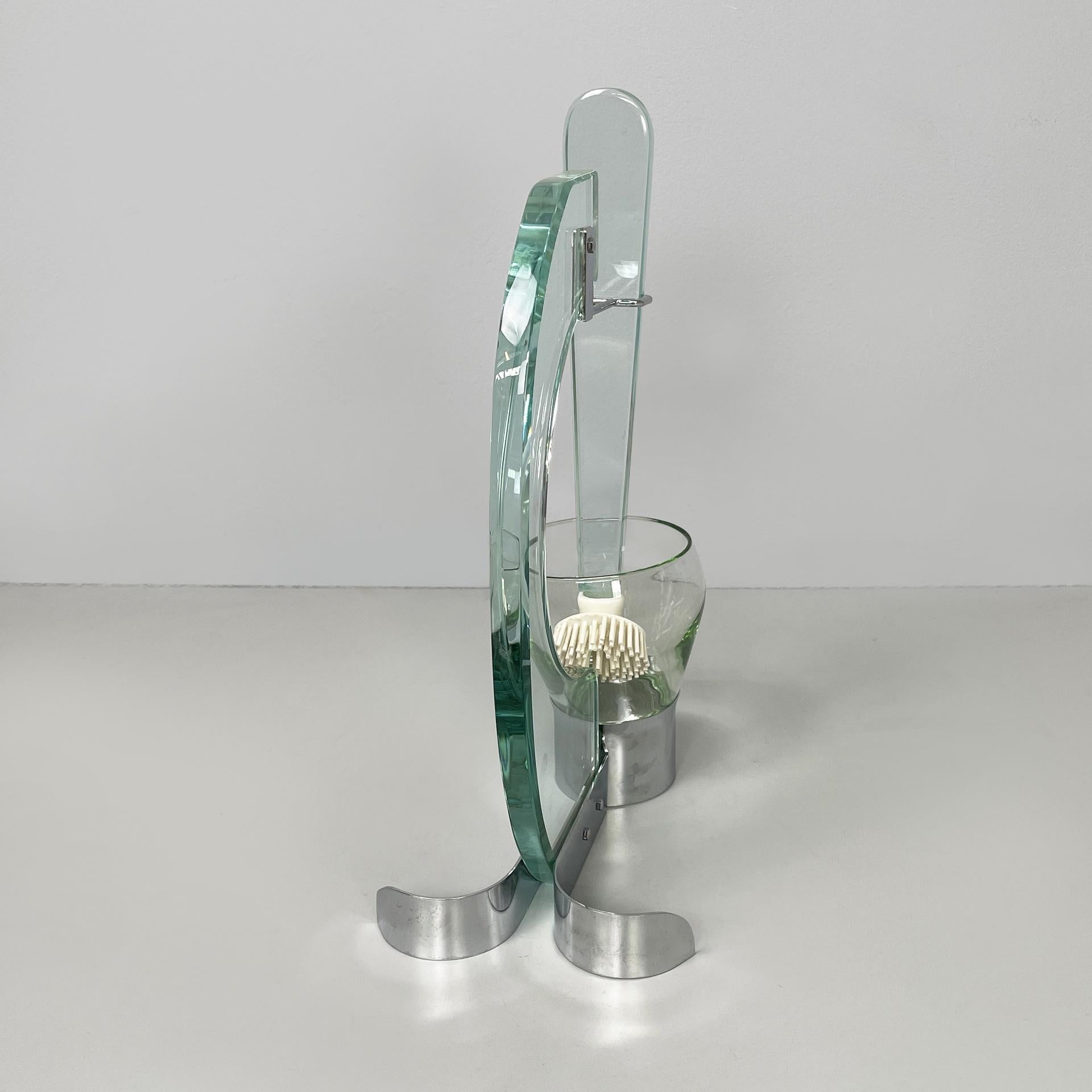 Brosse de toilette italienne moderne en verre et métal, 1970 Bon état - En vente à MIlano, IT