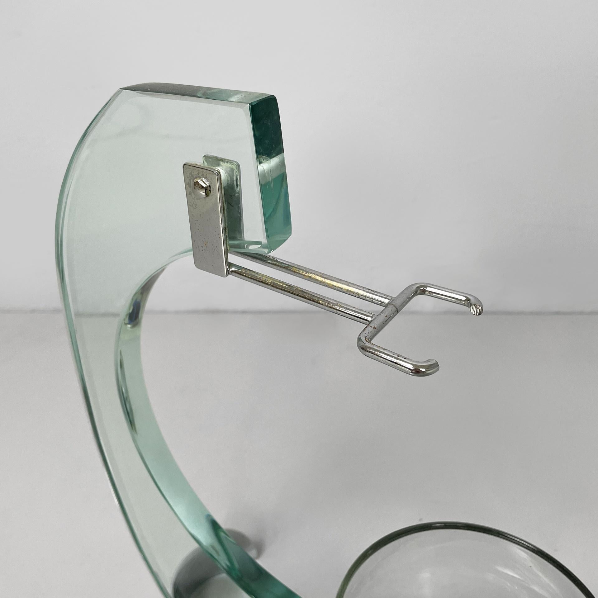 Brosse de toilette italienne moderne en verre et métal, 1970 en vente 3