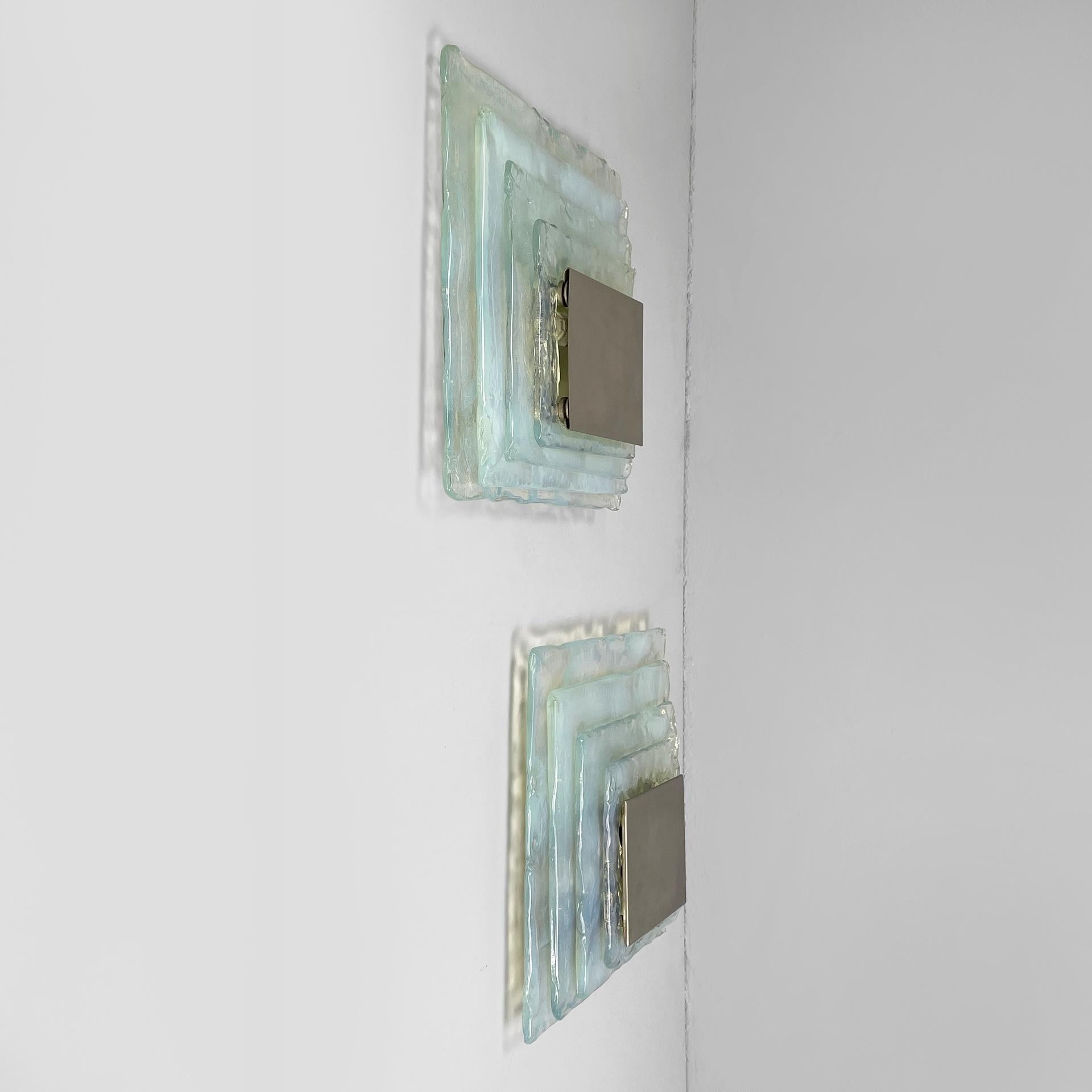Moderne Appliques modernes italiennes en verre et métal par Carlo Nason, 1970 en vente