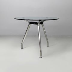 Italian modern glass and steel dining table by ICF De Padova, 1970s