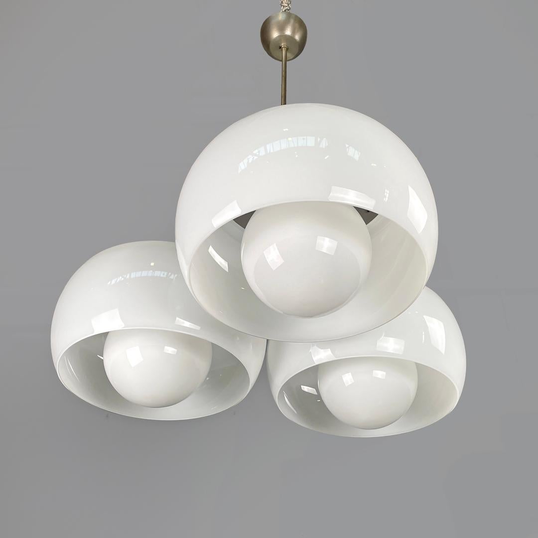 Modern Italian modern glass brass chandelier Triclinio Vico Magistretti Artemide, 1970s
