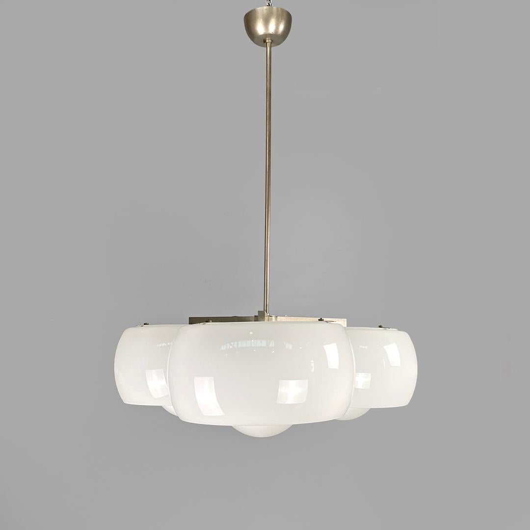 Italian modern glass brass chandelier Triclinio Vico Magistretti Artemide, 1970s In Good Condition In MIlano, IT