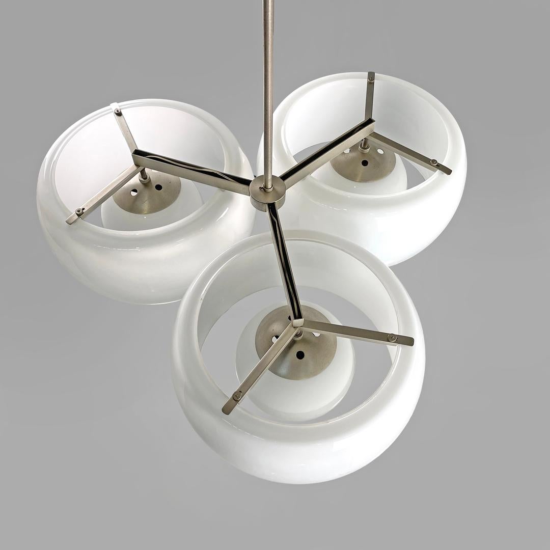 Late 20th Century Italian modern glass brass chandelier Triclinio Vico Magistretti Artemide, 1970s
