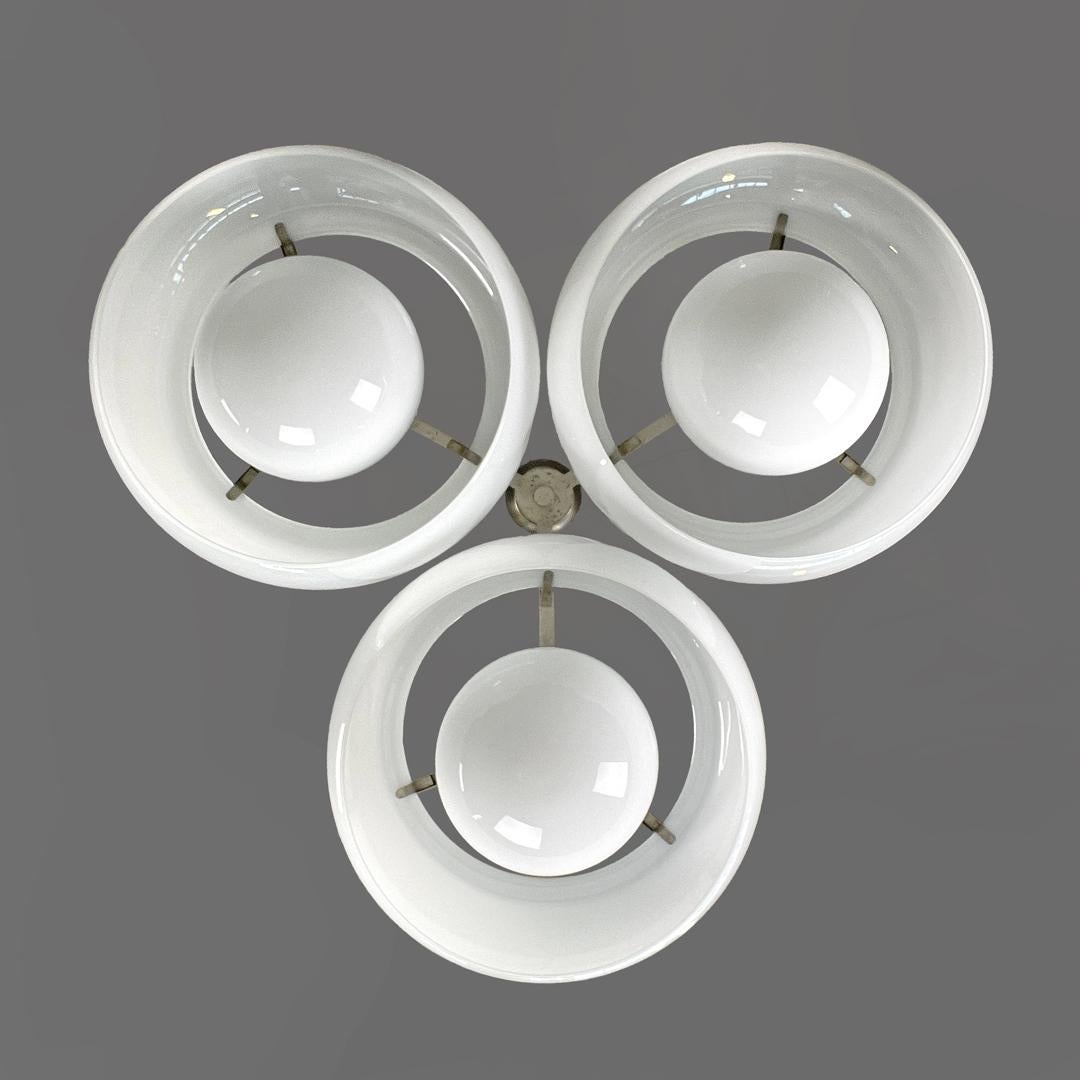 Brass Italian modern glass brass chandelier Triclinio Vico Magistretti Artemide, 1970s