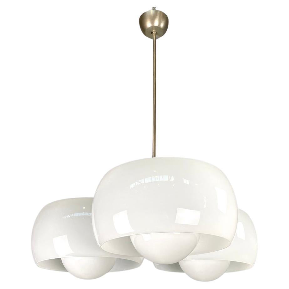 Italian modern glass brass chandelier Triclinio Vico Magistretti Artemide, 1970s