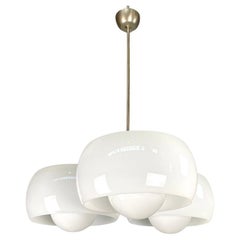 Italian modern glass brass chandelier Triclinio Vico Magistretti Artemide, 1970s