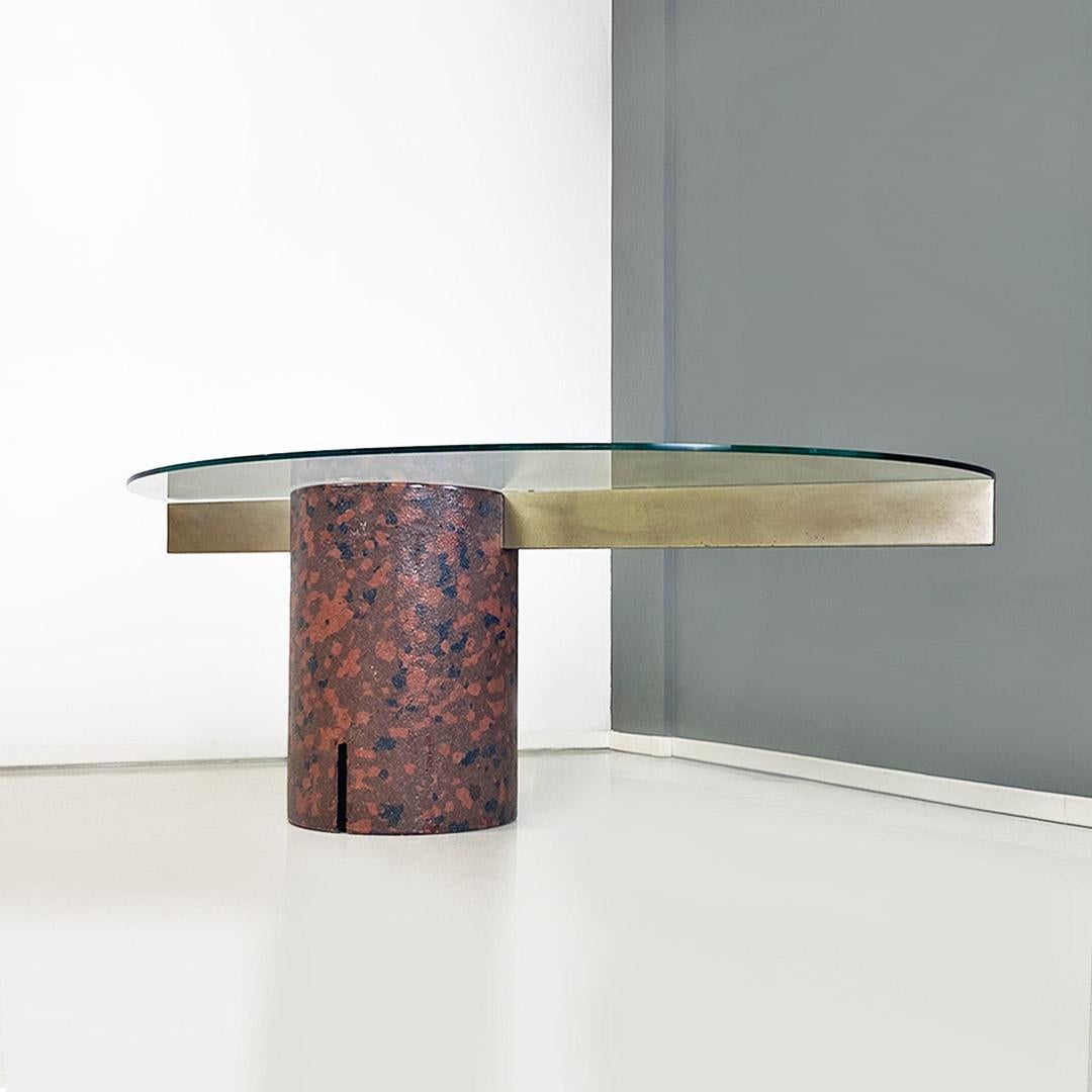 Modern Italian modern glass camouflage concrete table, Giovanni Offredi Saporiti 1980s