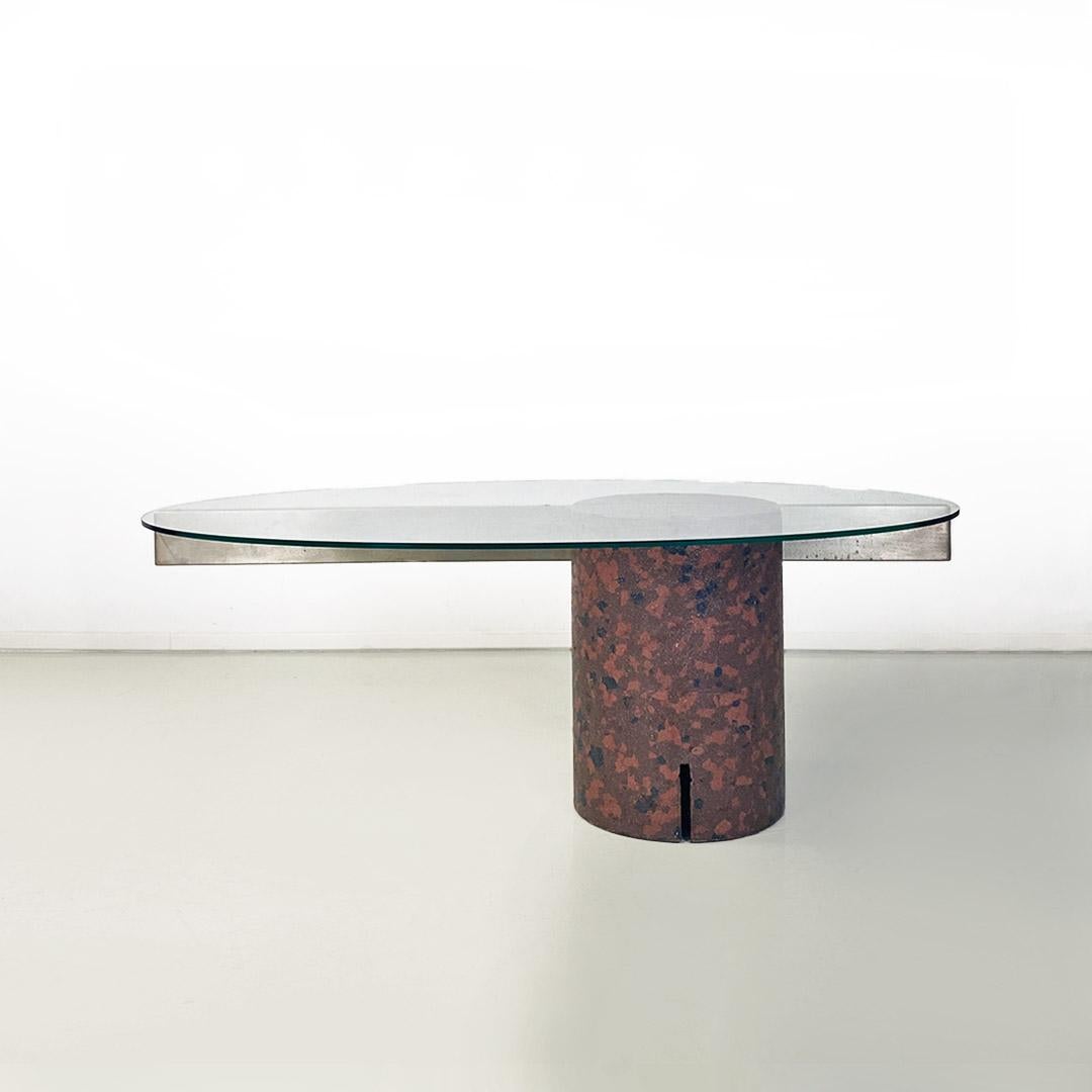 Italian modern glass camouflage concrete table, Giovanni Offredi Saporiti 1980s In Good Condition In MIlano, IT