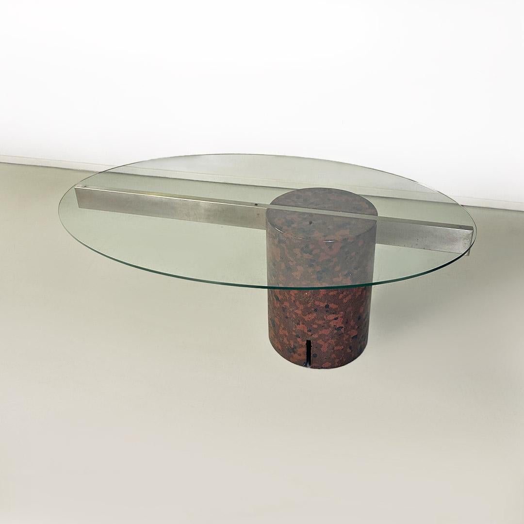 Late 20th Century Italian modern glass camouflage concrete table, Giovanni Offredi Saporiti 1980s
