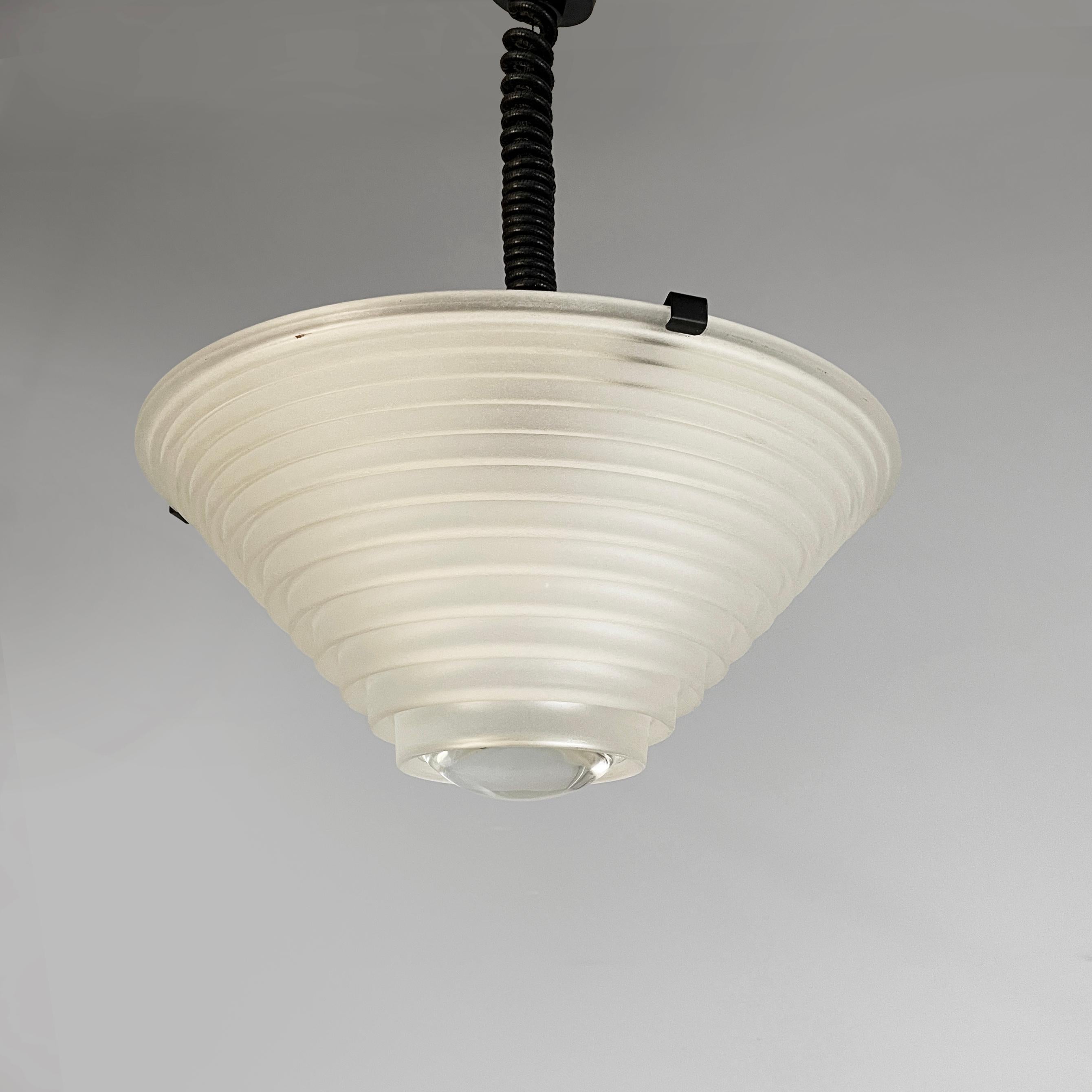 Metal Italian modern glass chandelier Egina by Angelo Mangiarotti for Artemide, 1970s For Sale
