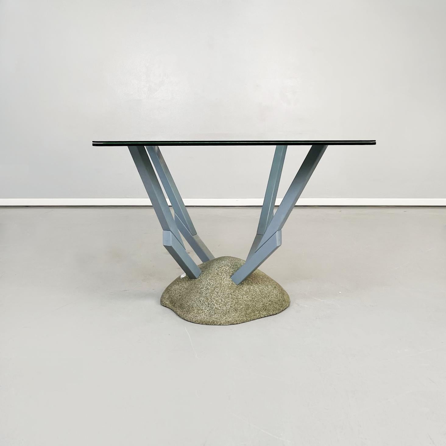 Mid-Century Modern Italian Modern Glass Fabric Wood Table Artifici by Deganello for Cassina, 1985 For Sale