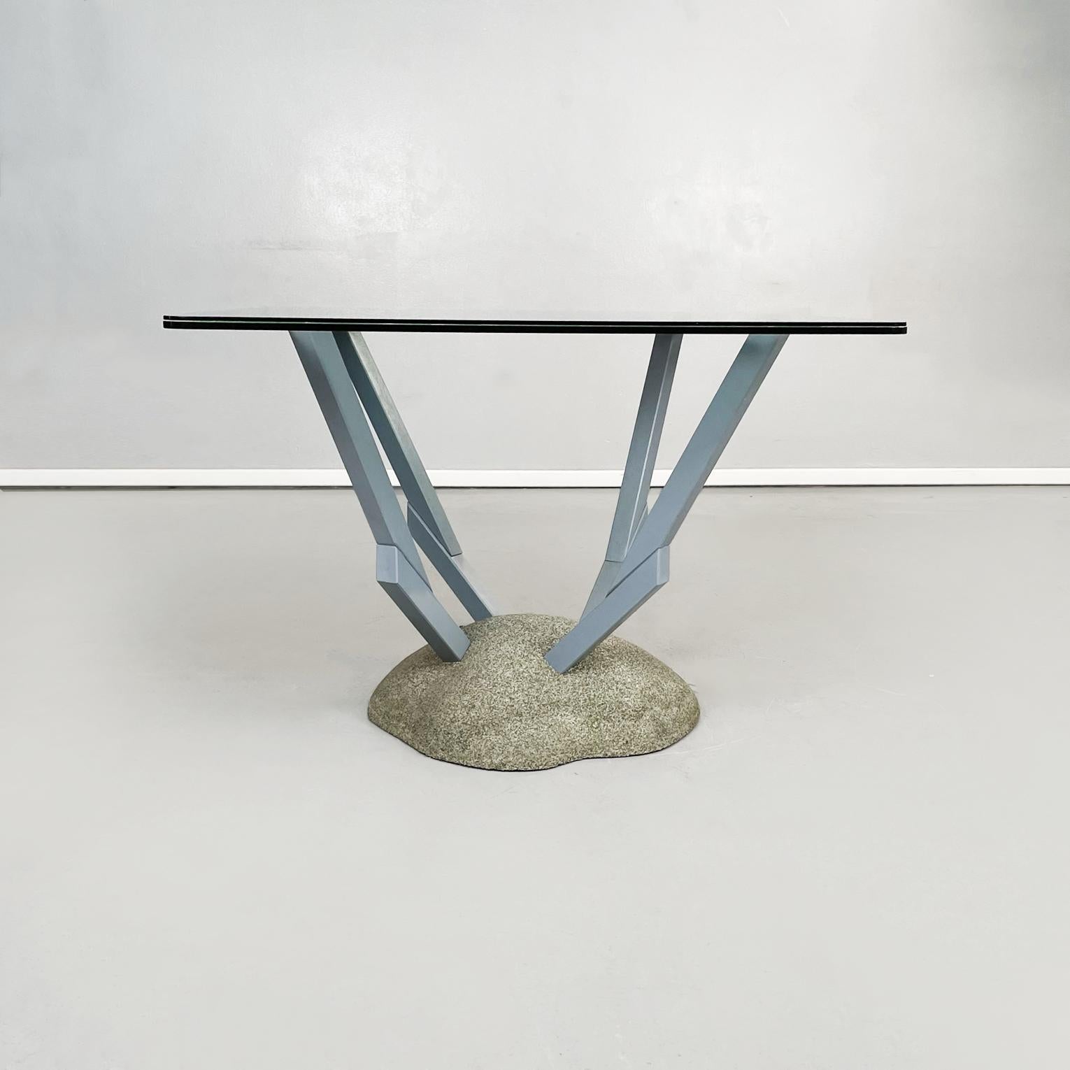 Italian Modern Glass Fabric Wood Table Artifici by Deganello for Cassina, 1985 In Good Condition For Sale In MIlano, IT