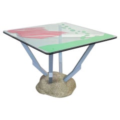 Table moderne italienne en bois et tissu de verre Artifici de Deganello pour Cassina, 1985