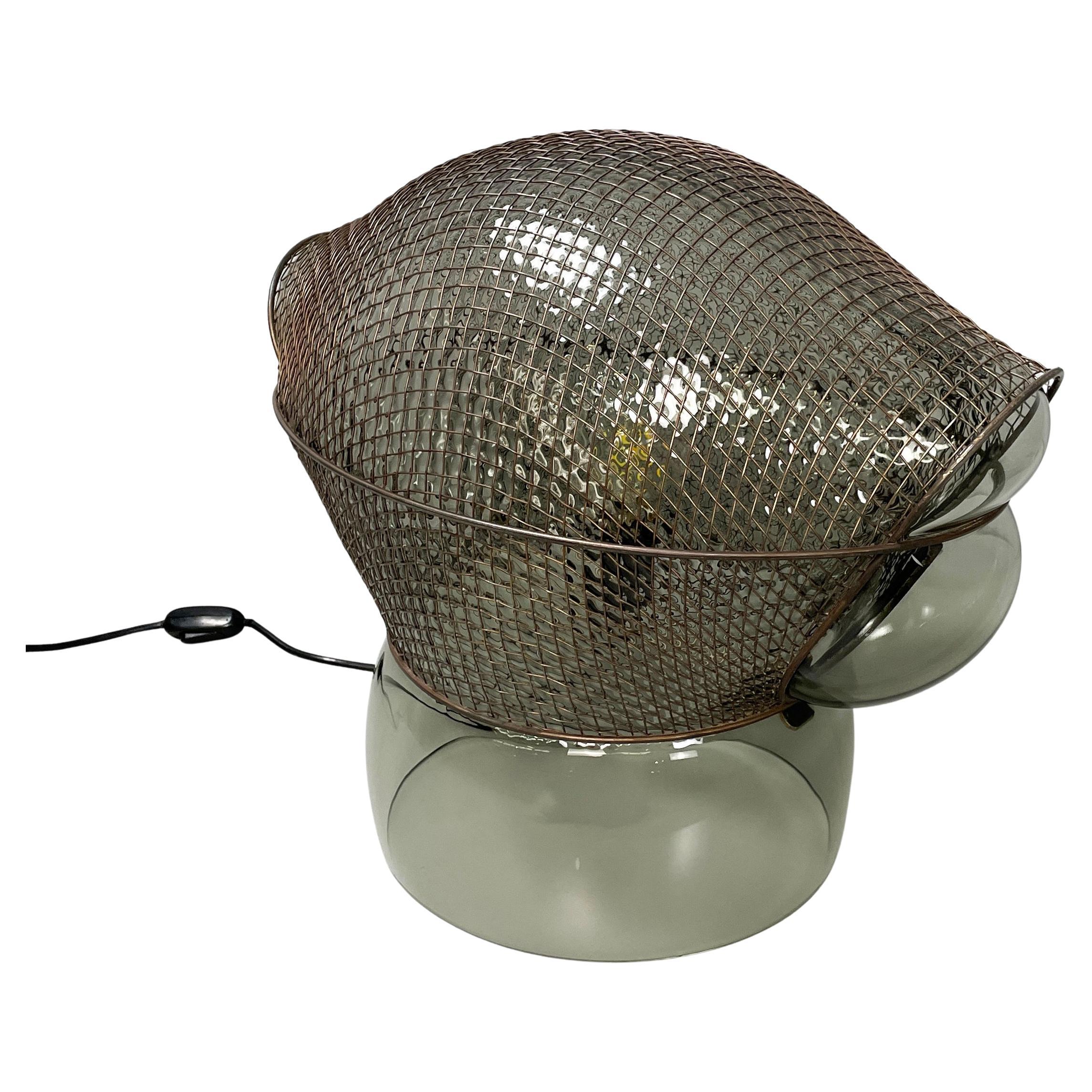 Italian modern glass steel table lamp Patroclo by Gae Aulenti for Artemide, 1970 For Sale