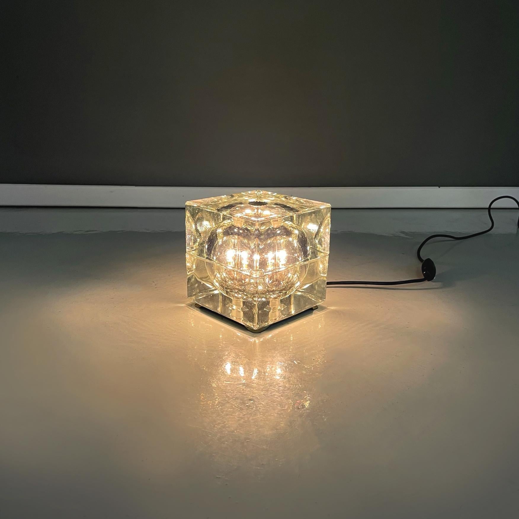 Italian Modern Glass Table Lamp Cubosfera by Mendini for Fidenza Vetraria, 1970s 1