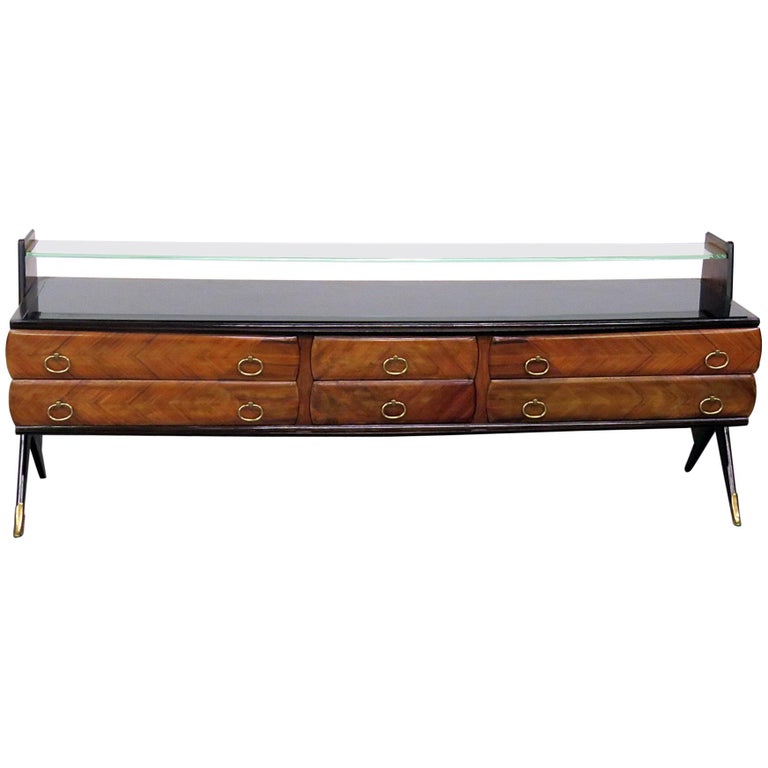 Italian Modern Glass Top Credenza For Sale At 1stdibs