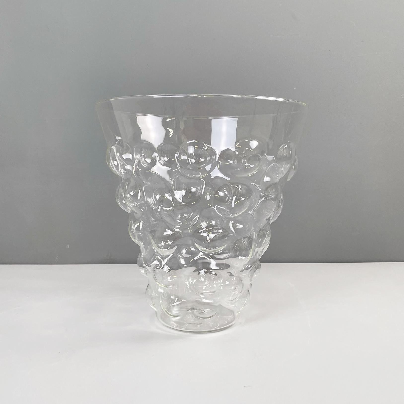 Modern Italian modern Glass vase with glass bubble by Roberto Faccioli, 1990s For Sale