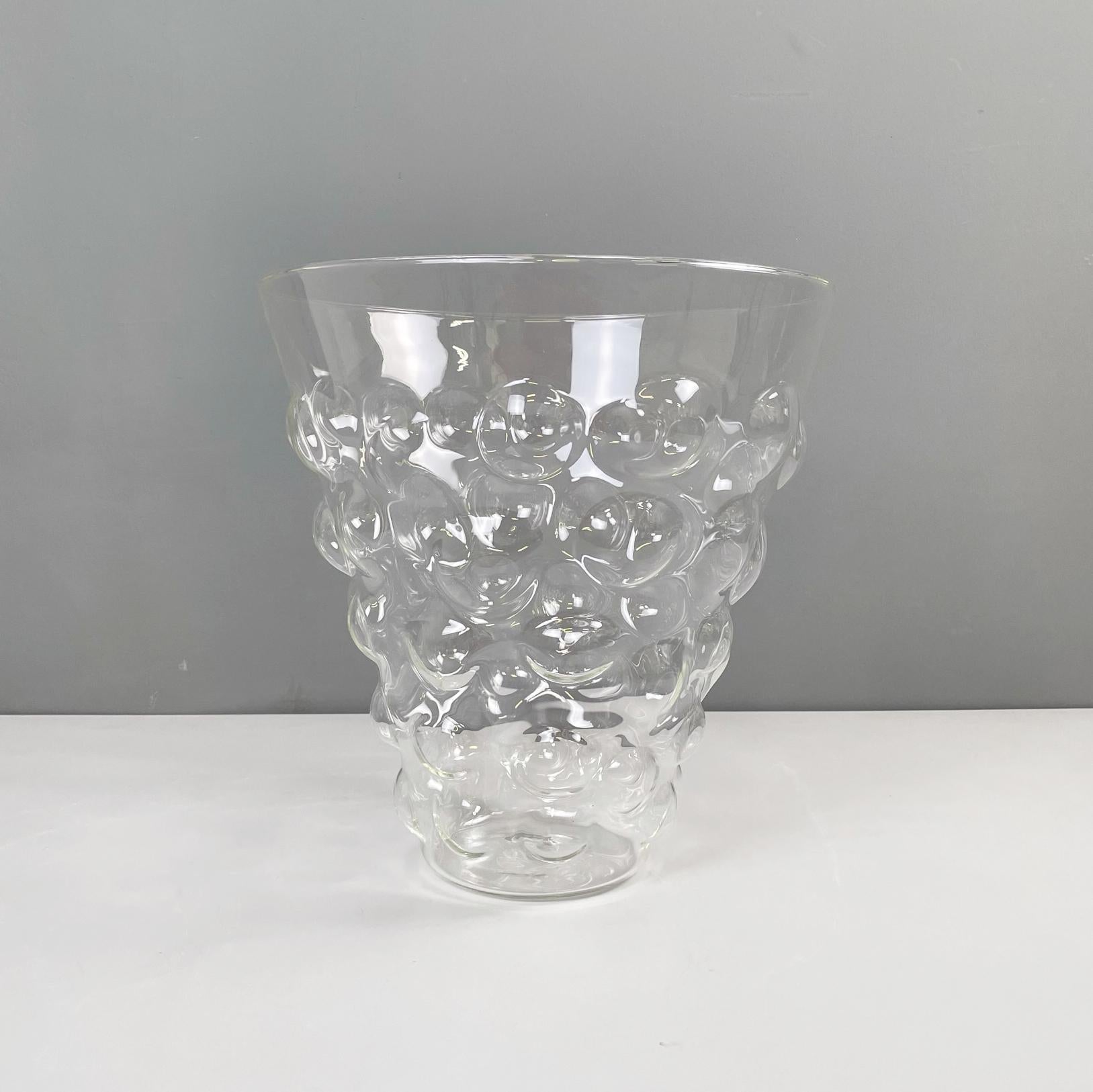 Moderno Vaso di vetro moderno italiano con bolla di vetro di Roberto Faccioli, anni '90 in vendita