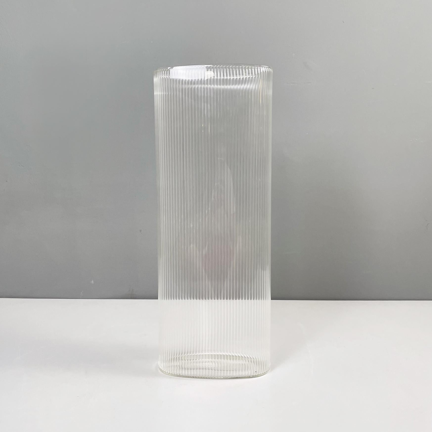 Modern Italian modern Glass vase with oval shape by Roberto Faccioli, 1990s For Sale