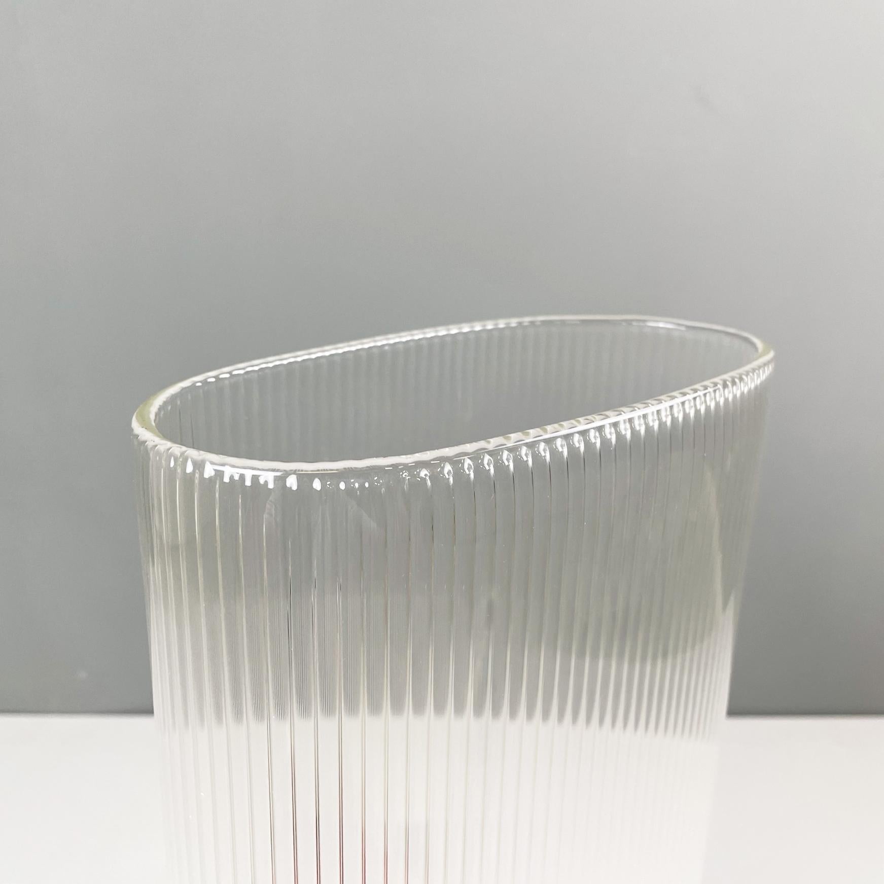 Late 20th Century Italian modern Glass vase with oval shape by Roberto Faccioli, 1990s For Sale