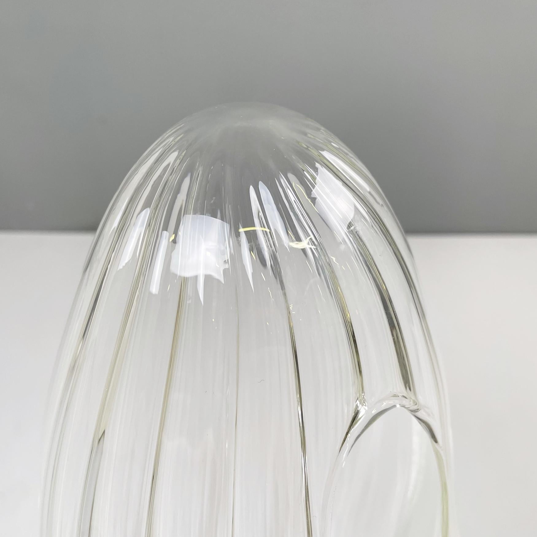 Late 20th Century Italian modern Glass vase with round seed shape by Roberto Faccioli, 1990s For Sale
