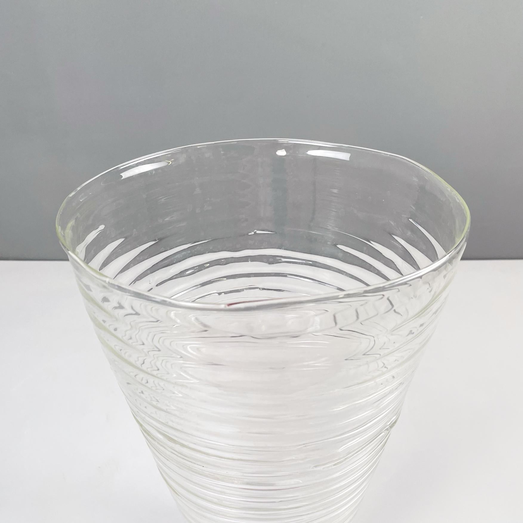 Modern Italian modern Glass vase with round shape and spiral by Roberto Faccioli, 1990s For Sale