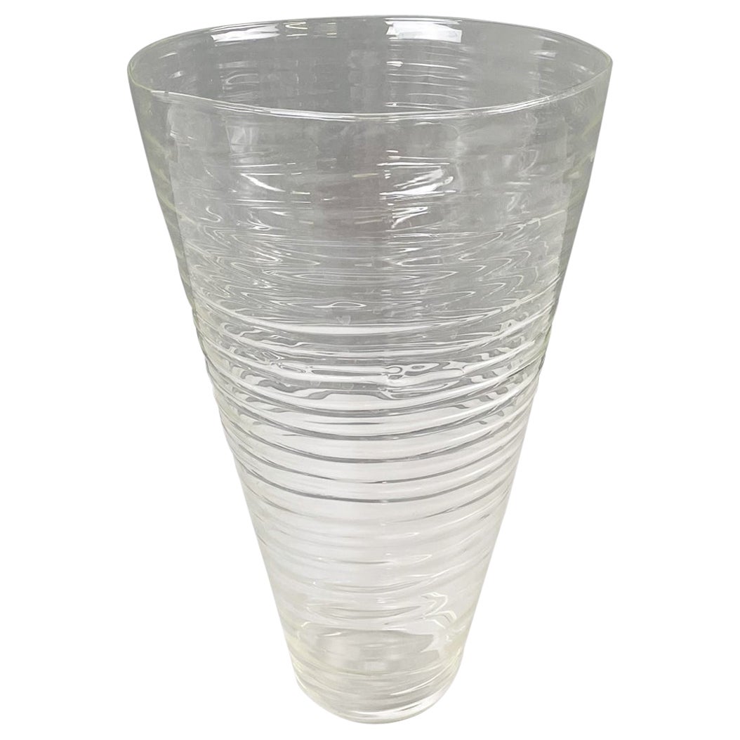 Vaso di vetro moderno italiano con forma rotonda e spirale di Roberto Faccioli, anni '90