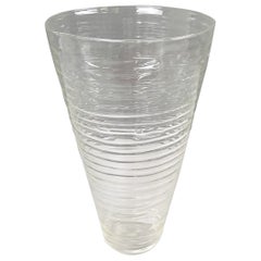 Vaso di vetro moderno italiano con forma rotonda e spirale di Roberto Faccioli, anni '90