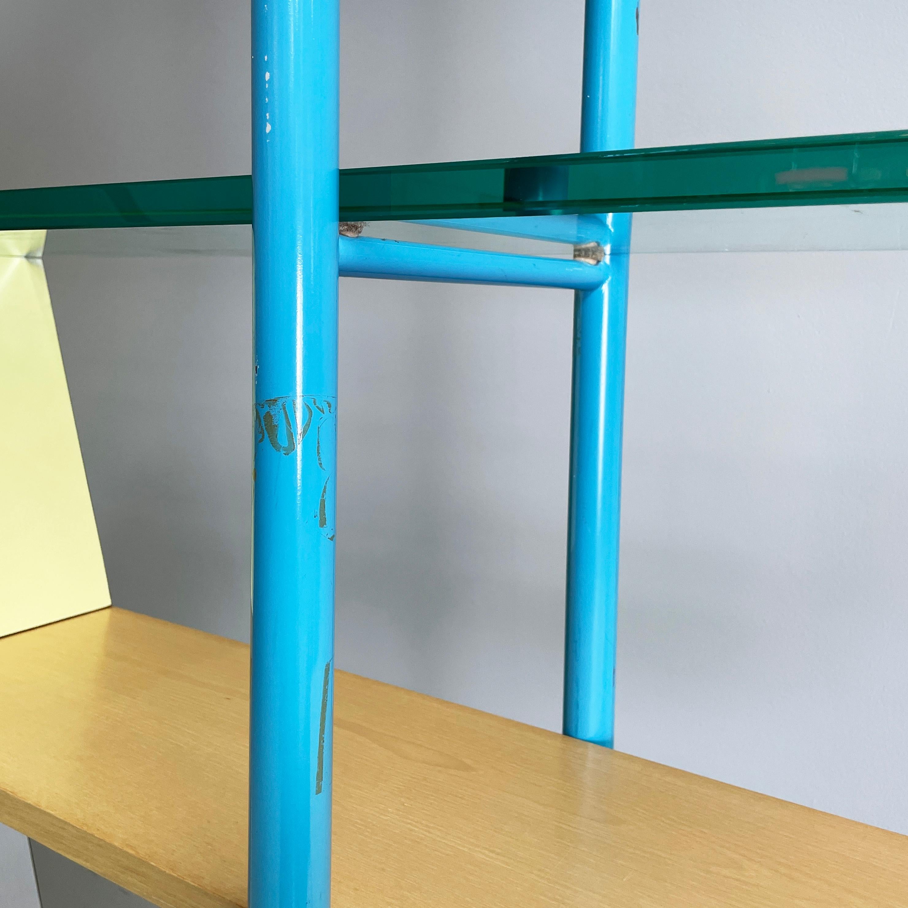 Italian modern Glass, wood metal Bookcase Gritti by Andrea Branzi Memphis, 2000s For Sale 4