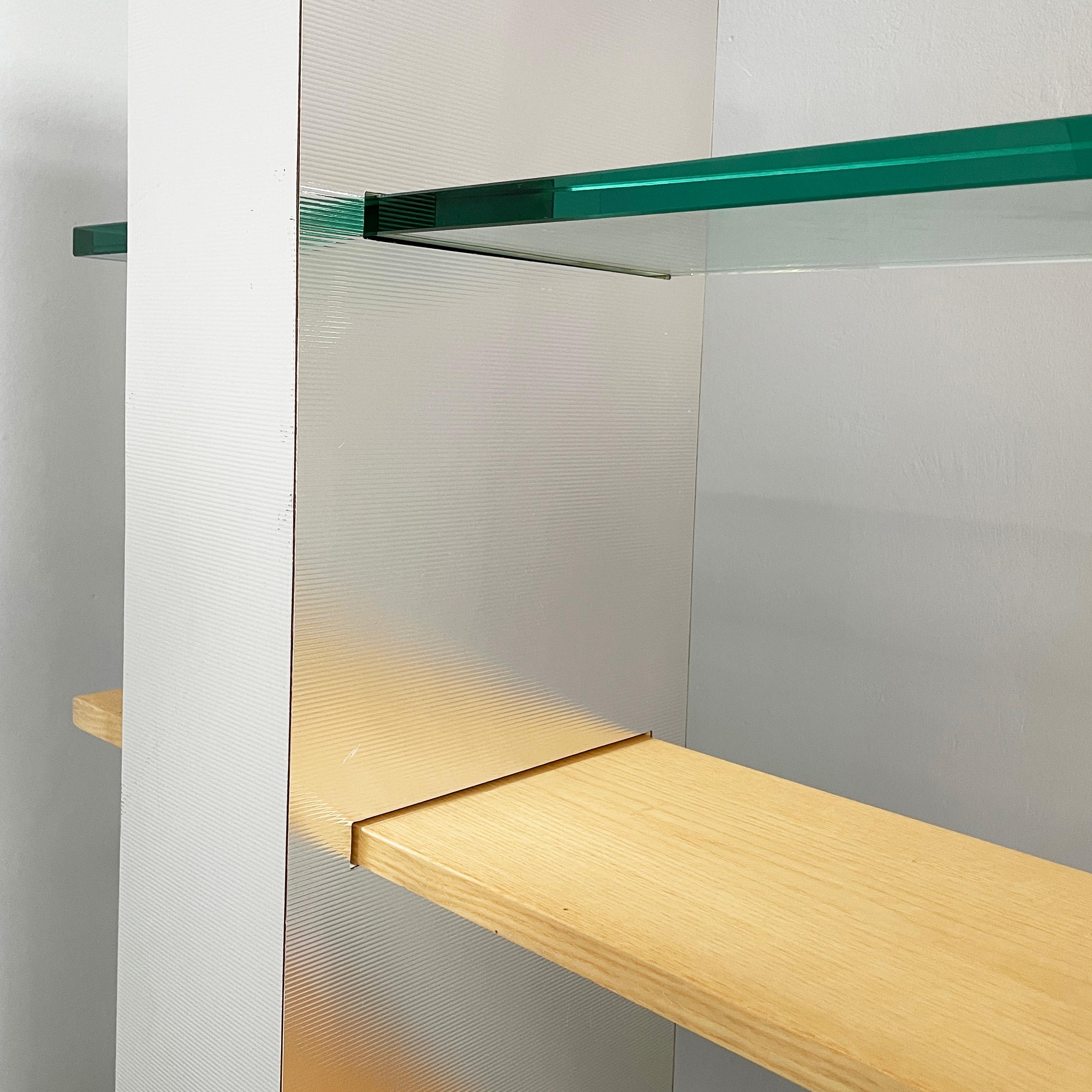 Italian modern Glass, wood metal Bookcase Gritti by Andrea Branzi Memphis, 2000s For Sale 11