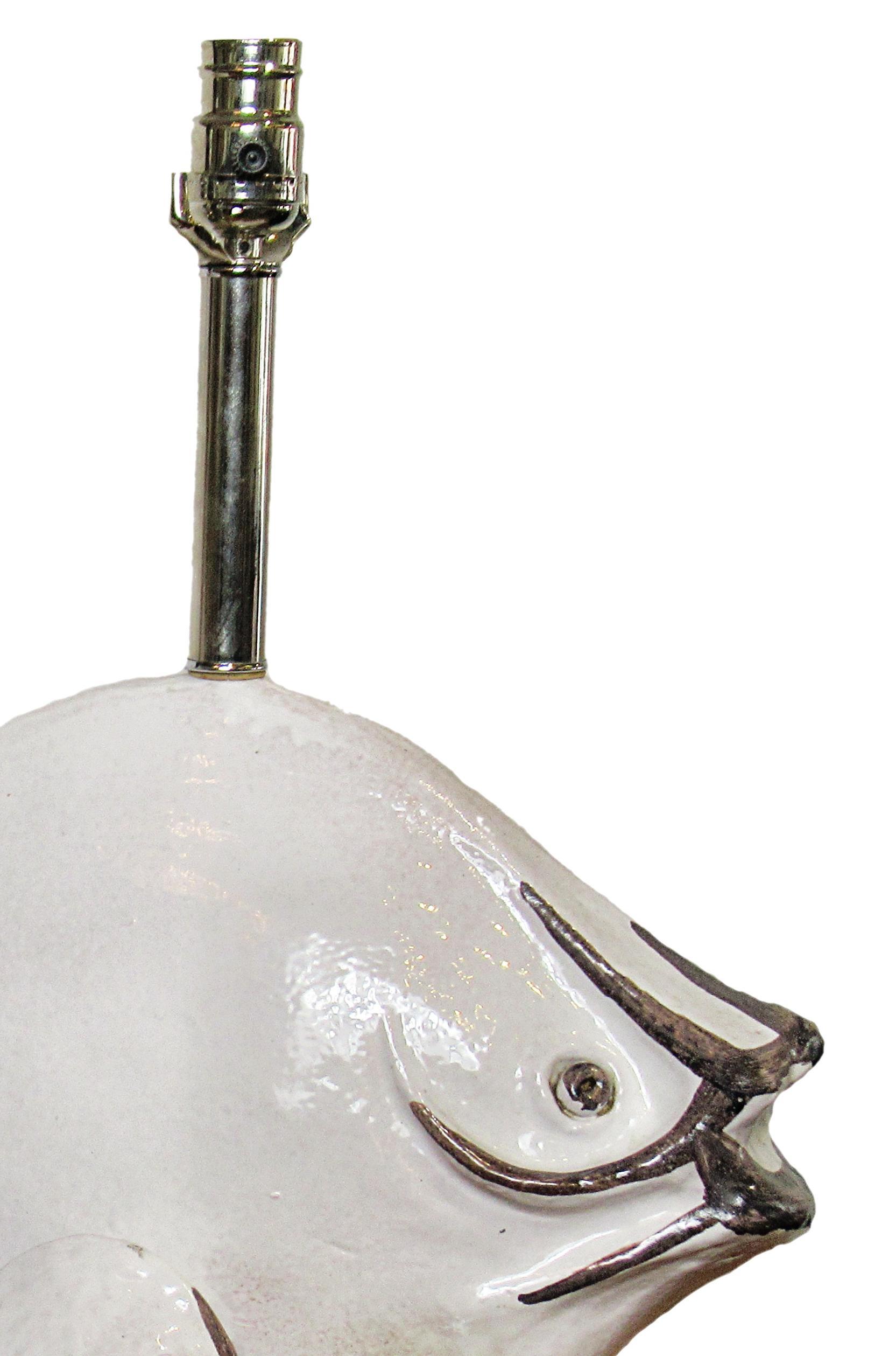 Italian Modern Glazed Ceramic Fish Table Lamps, Ivo De Santis, 1960s For Sale 5