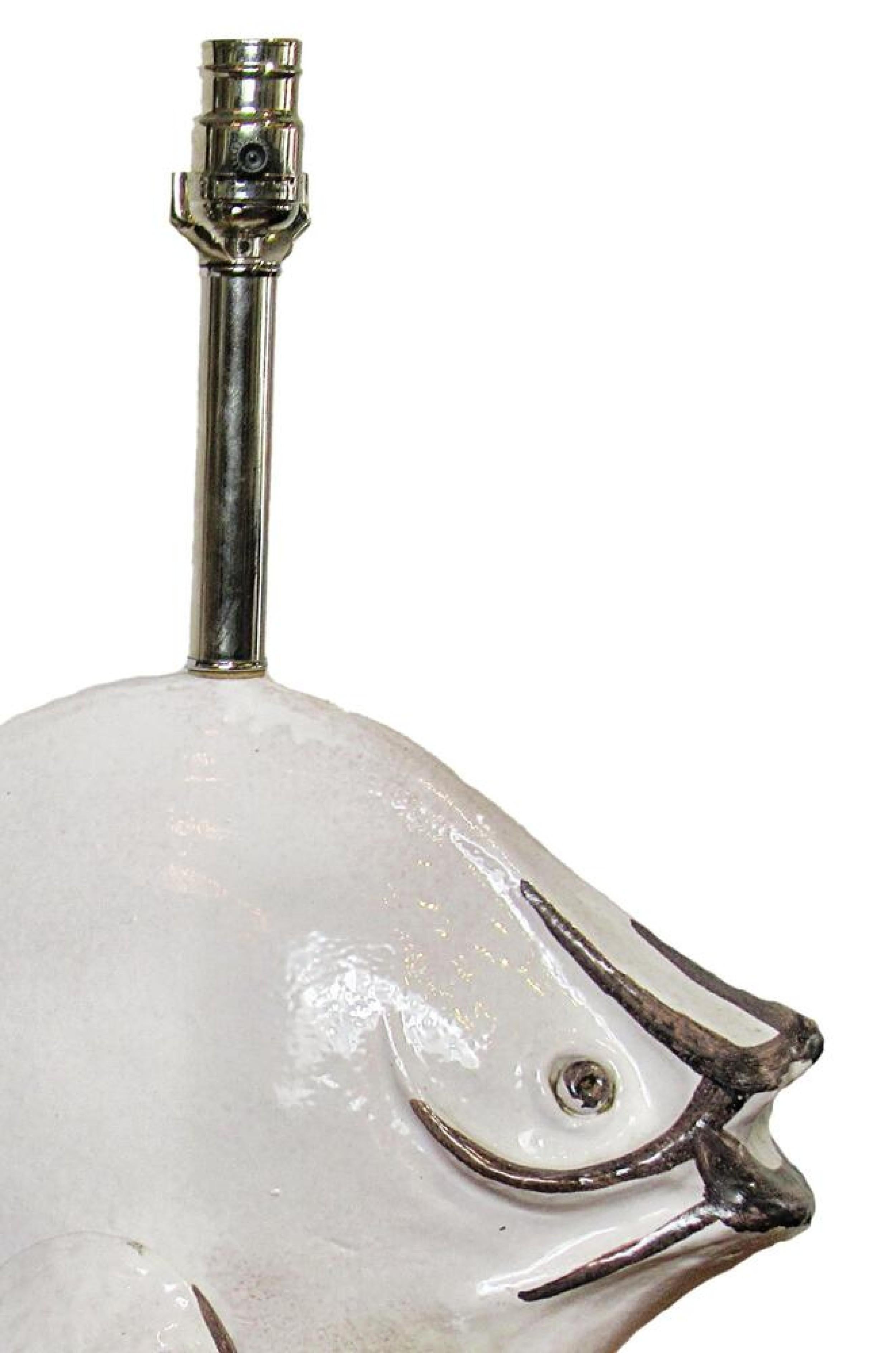 Italian Modern Glazed Ceramic Fish Table Lamps, Ivo De Santis, 1960s For Sale 6