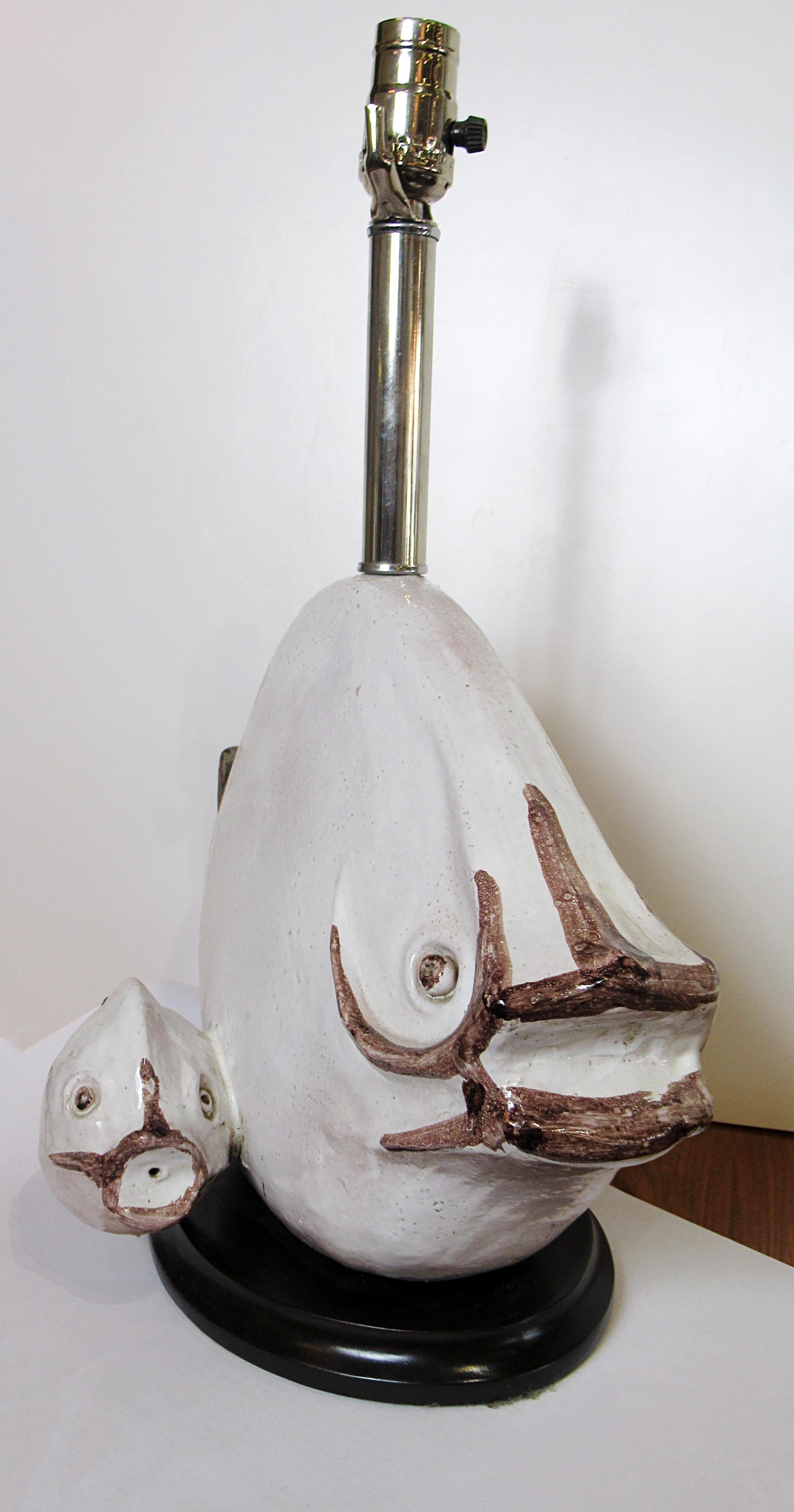 Italian Modern Glazed Ceramic Fish Table Lamps, Ivo De Santis, 1960s For Sale 6