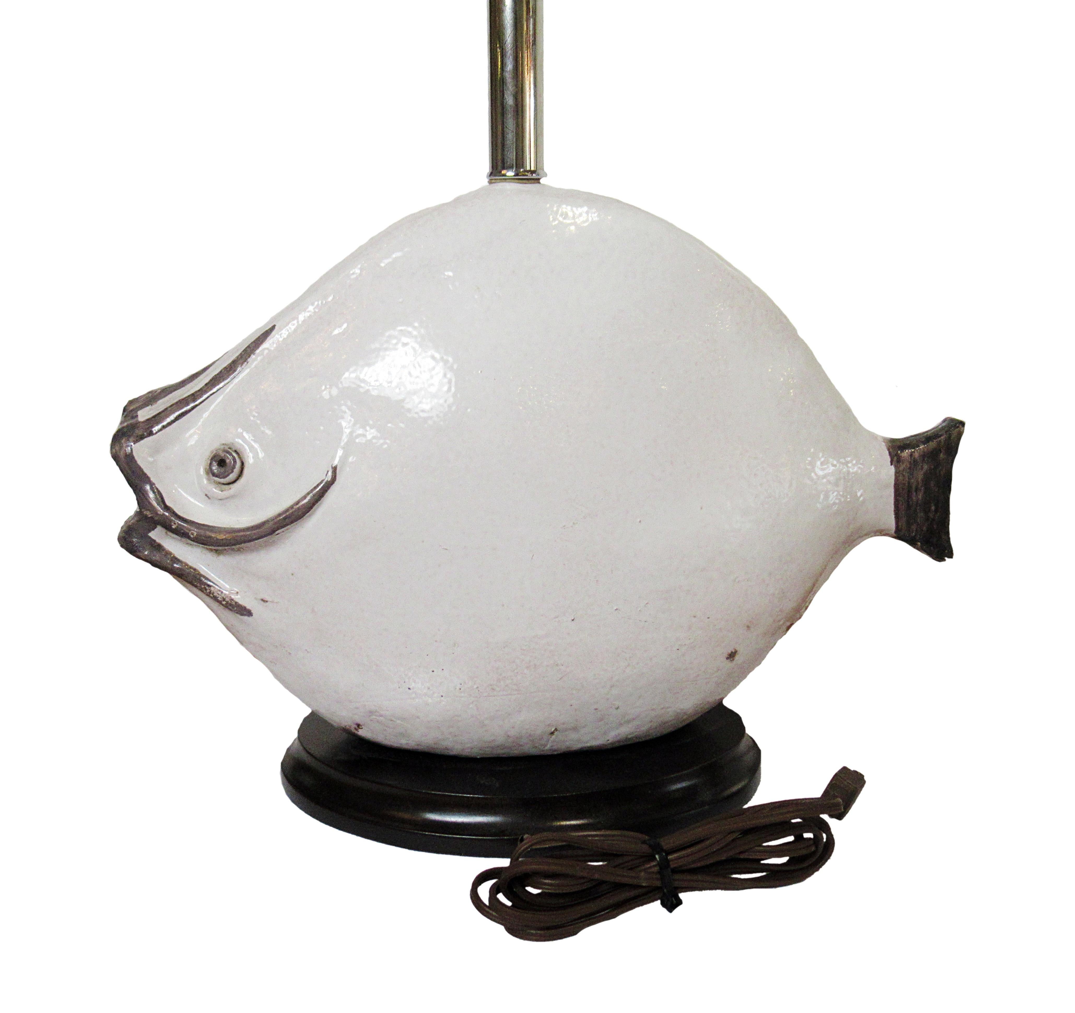 Italian Modern Glazed Ceramic Fish Table Lamps, Ivo De Santis, 1960s For Sale 1