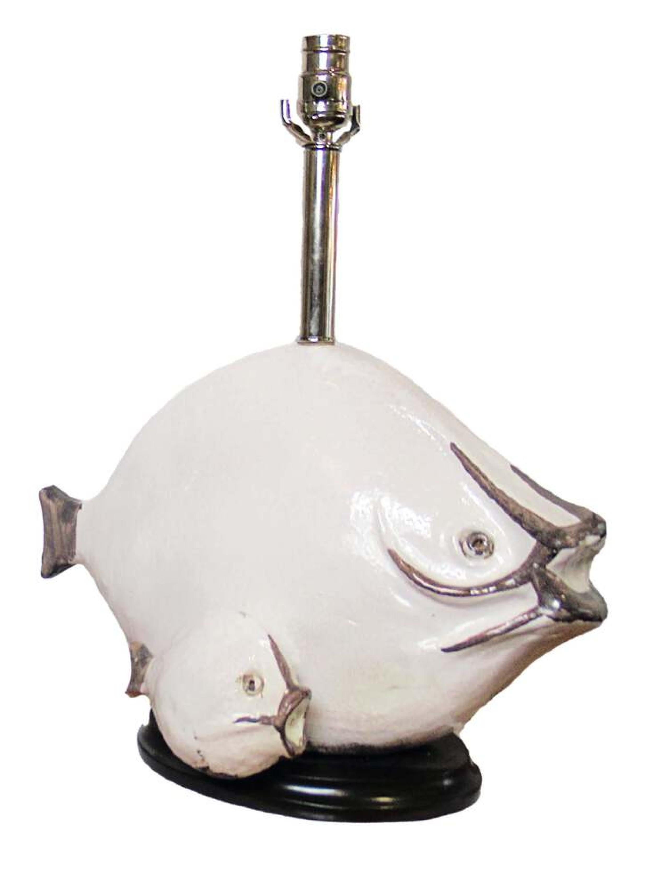 Italian Modern Glazed Ceramic Fish Table Lamps, Ivo De Santis, 1960s For Sale 2
