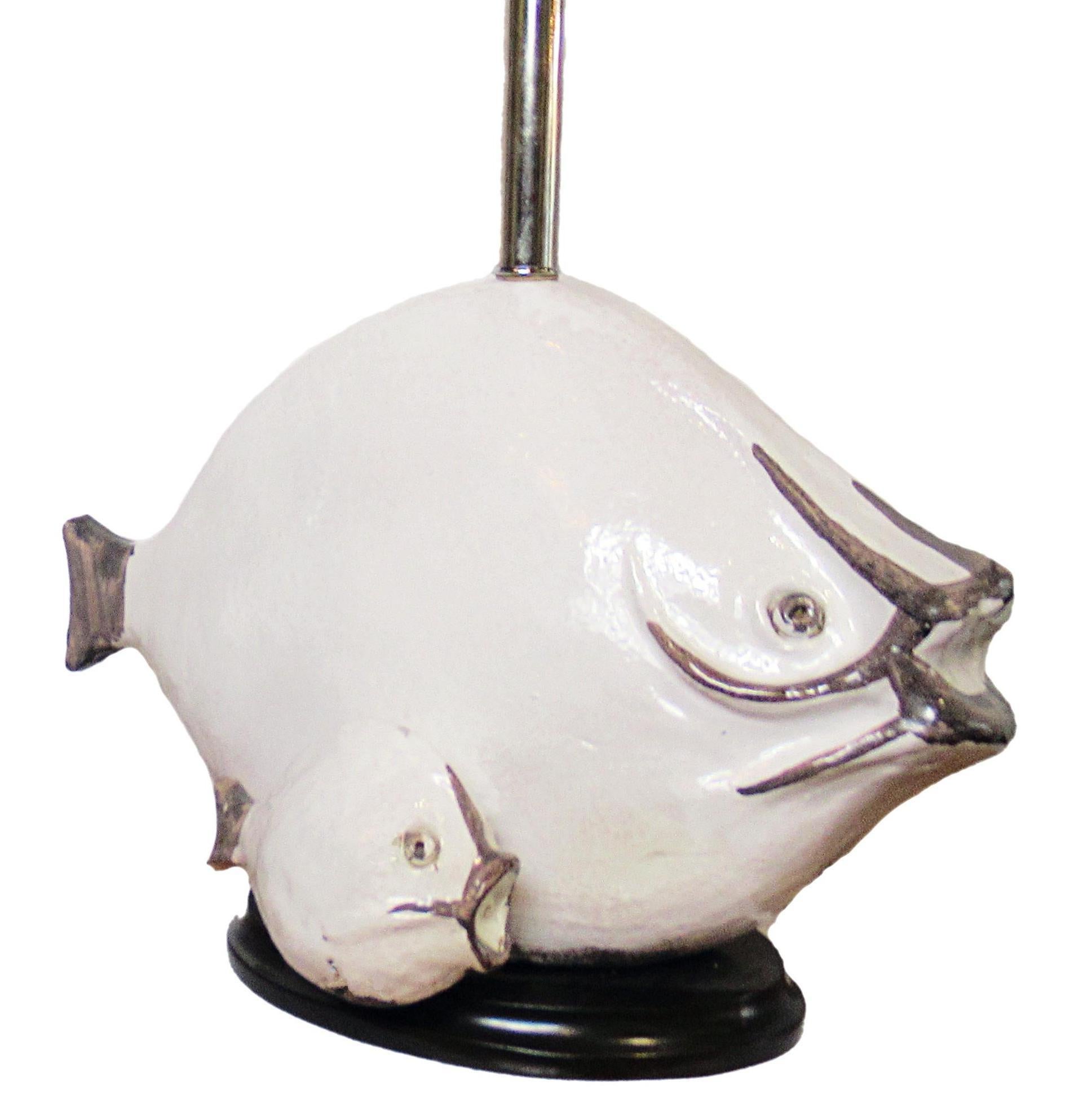 Italian Modern Glazed Ceramic Fish Table Lamps, Ivo De Santis, 1960s For Sale 2