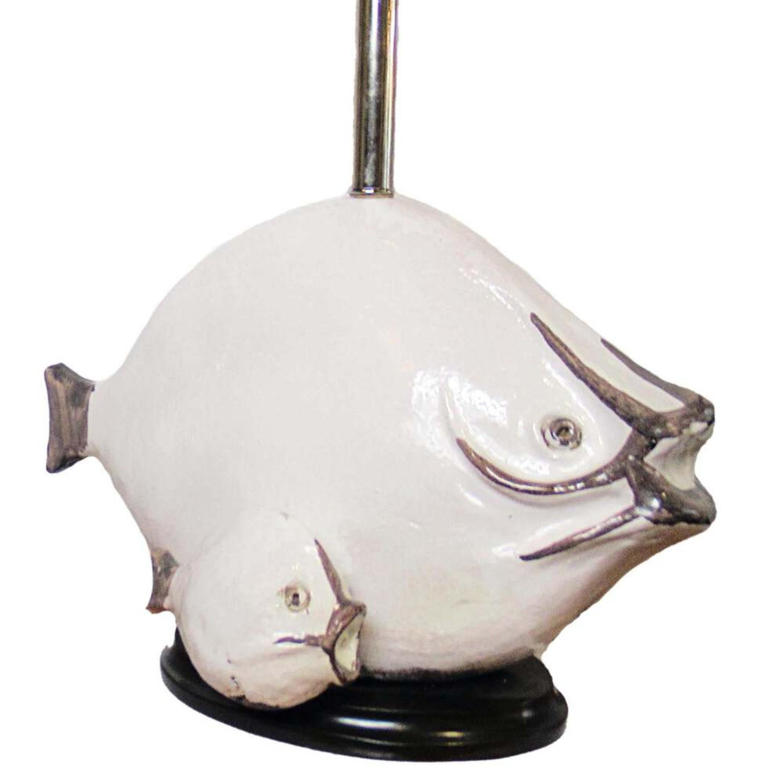 Italian Modern Glazed Ceramic Fish Table Lamps, Ivo De Santis, 1960s For Sale 3