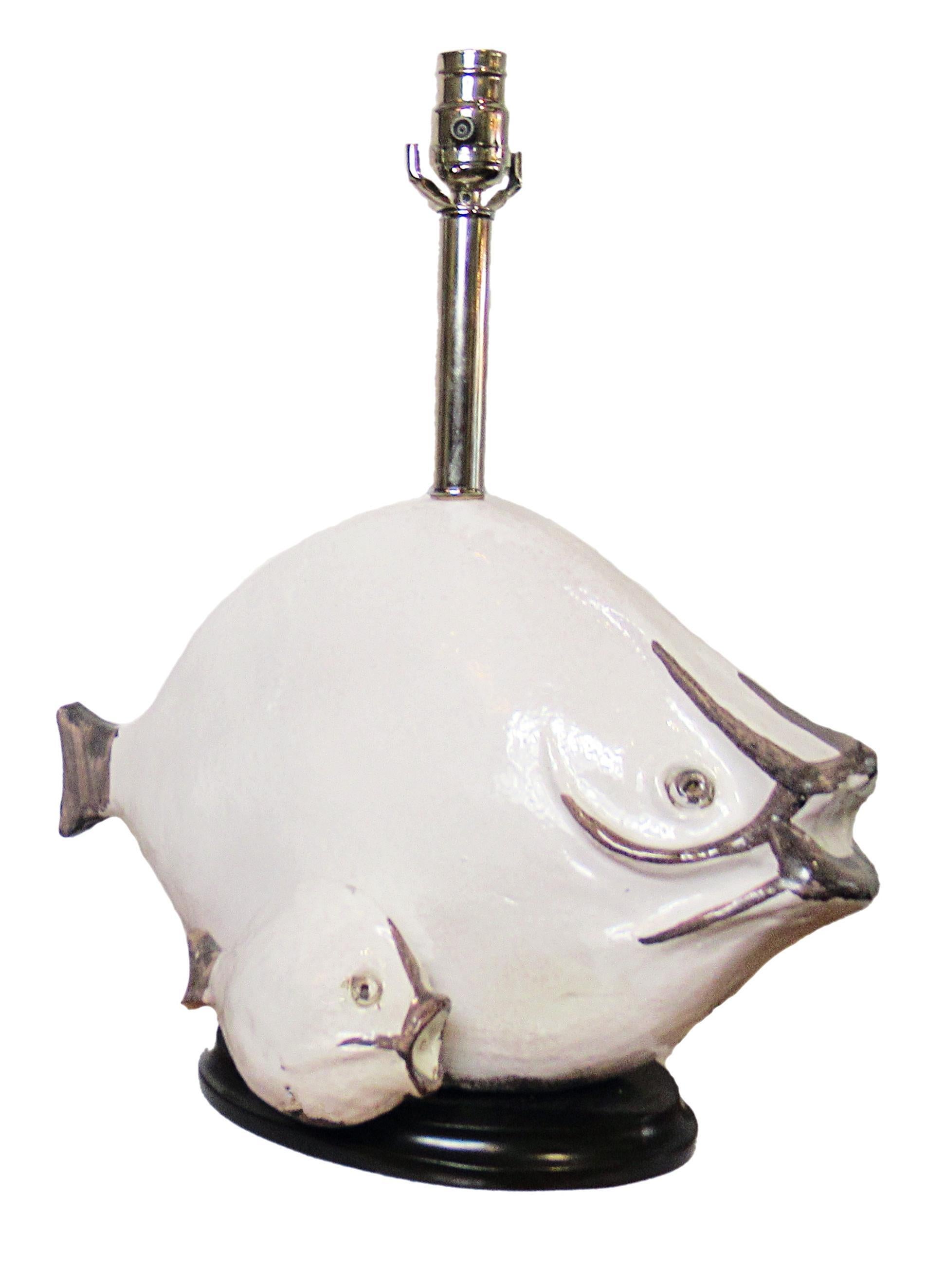 Italian Modern Glazed Ceramic Fish Table Lamps, Ivo De Santis, 1960s For Sale 3
