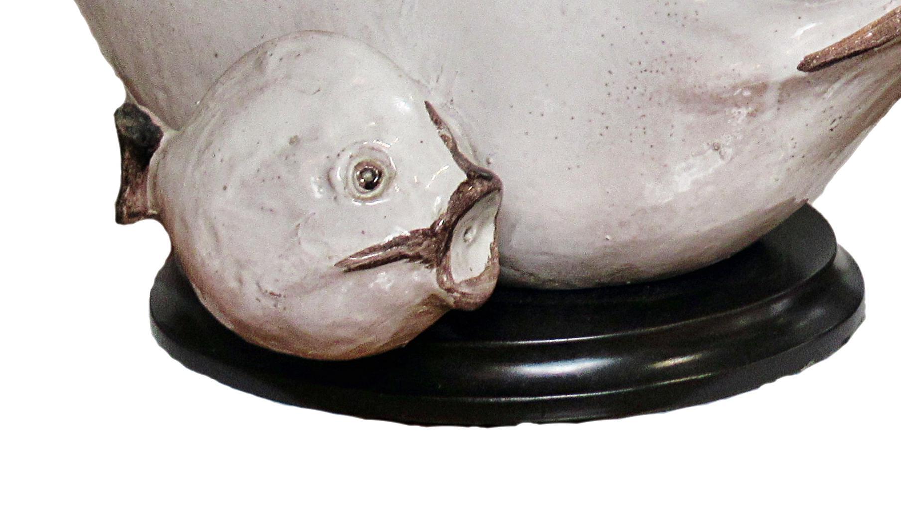 Italian Modern Glazed Ceramic Fish Table Lamps, Ivo De Santis, 1960s For Sale 4