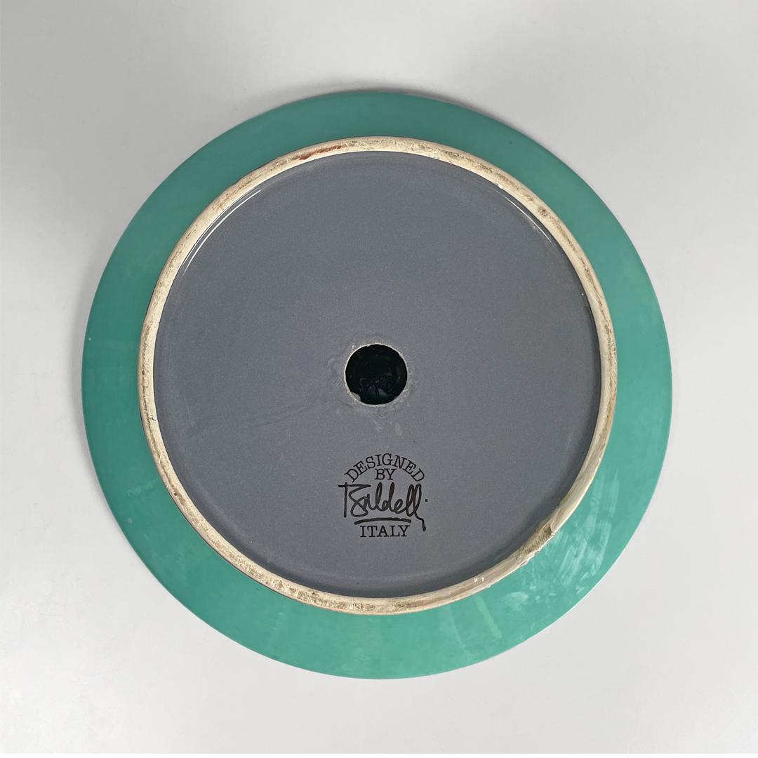 Ceramic Italian modern glazed ceramic round centerpiece by Baldelli, 1990s For Sale