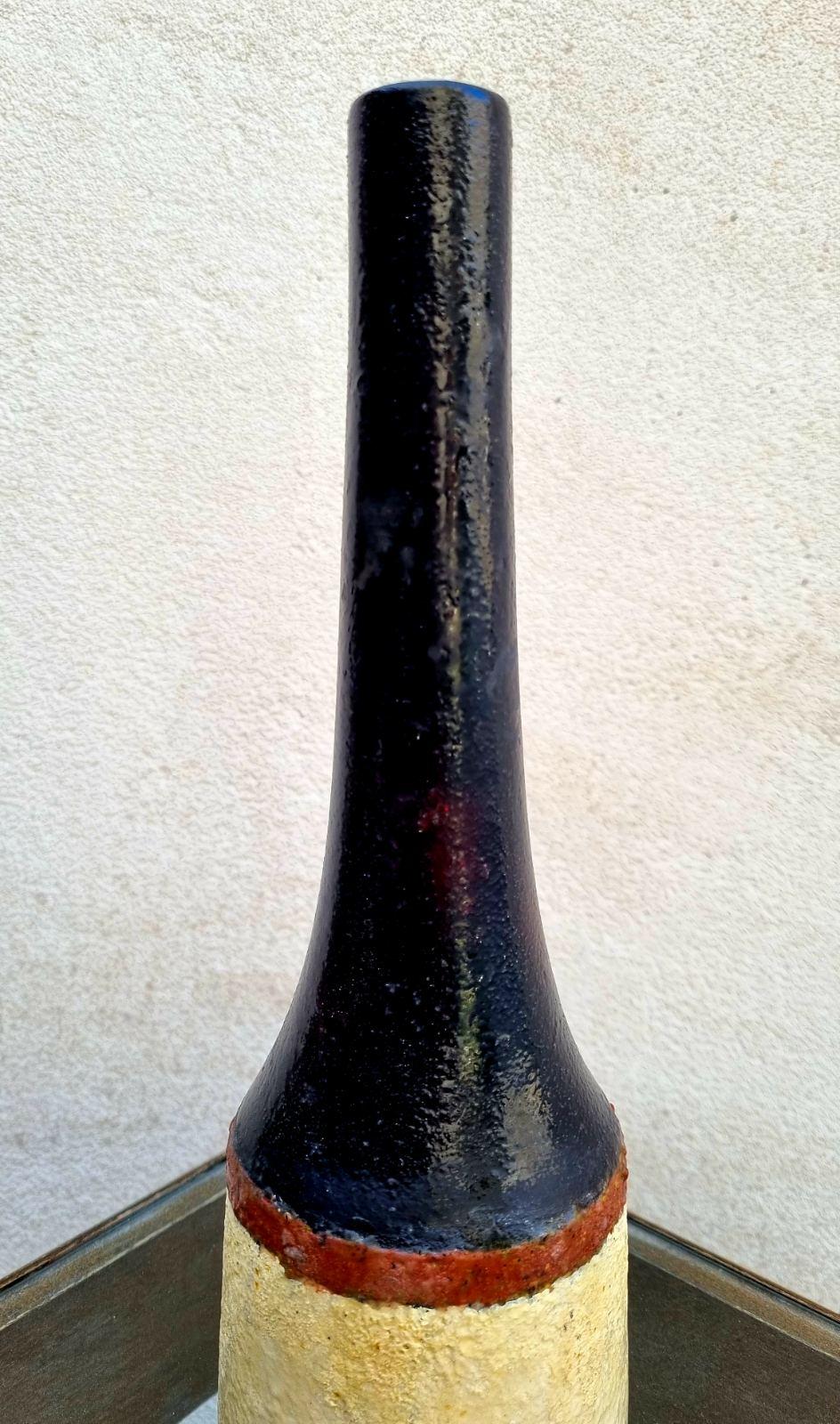 Italian Modern Glazed Ceramic Vase by Bruno Gambone, Italy 70s For Sale 8