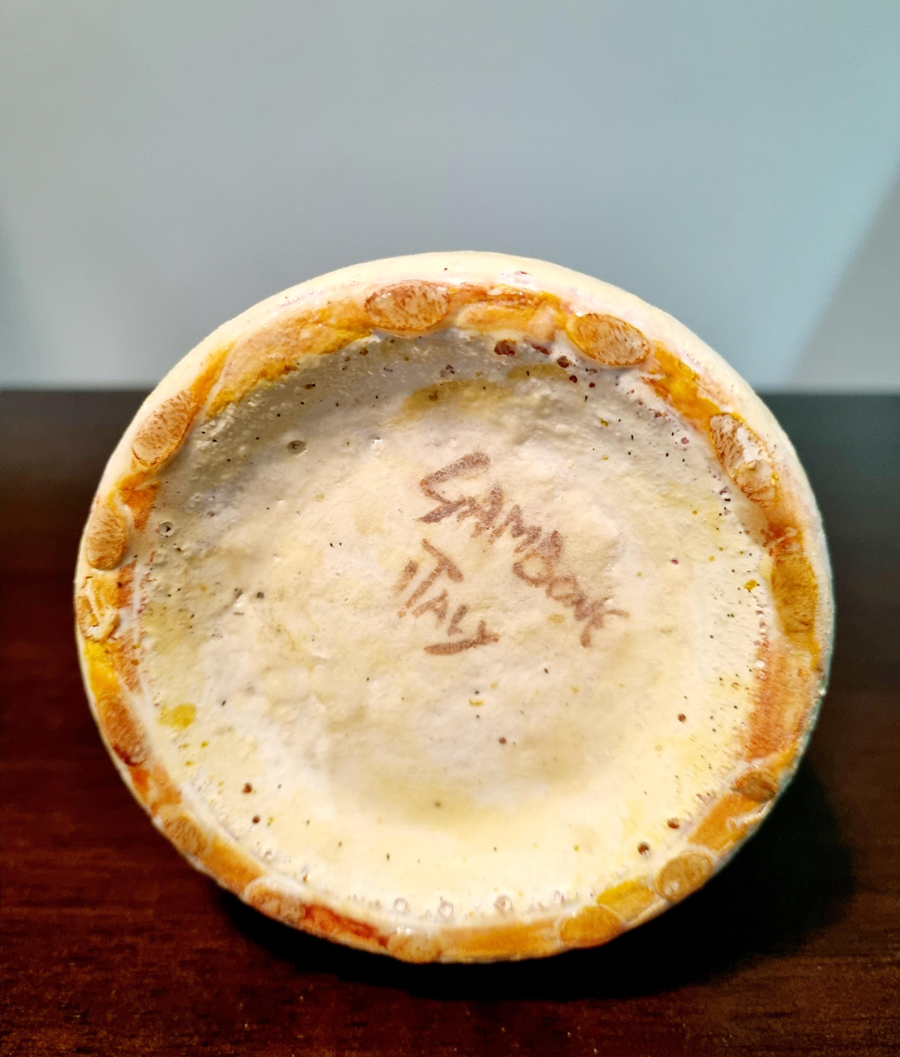 Rare glazed ceramic vase designed by Bruno Gambone
in perfect conditions