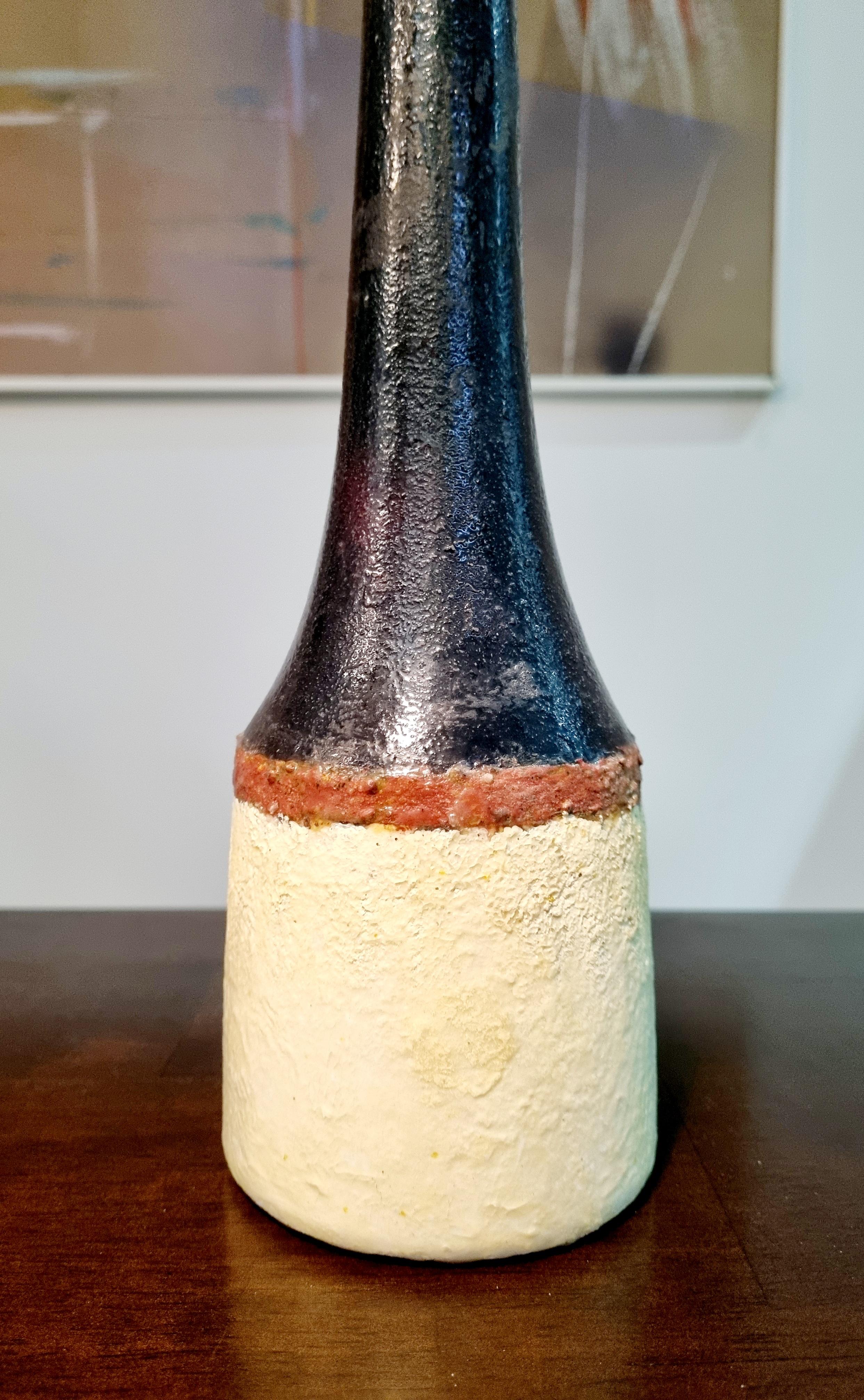 Mid-Century Modern Italian Modern Glazed Ceramic Vase by Bruno Gambone, Italy 70s For Sale