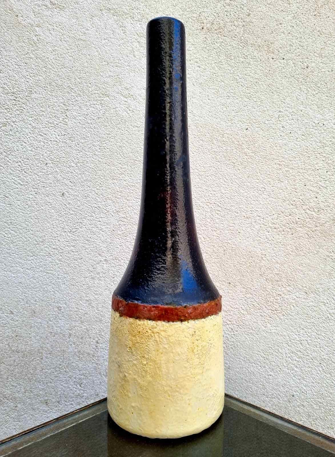 Late 20th Century Italian Modern Glazed Ceramic Vase by Bruno Gambone, Italy 70s For Sale